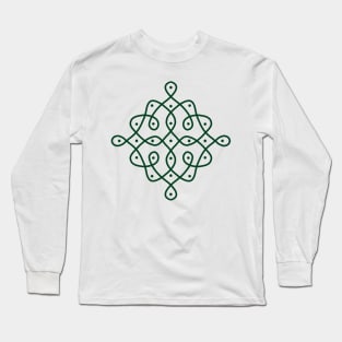 Dot Kolam, Green transparent Kolam, Muggu, rangoli Long Sleeve T-Shirt